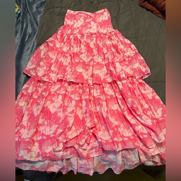 LoveShackFancy Vibrant Pink Floral Maxi Skirt - Picture 3 of 15